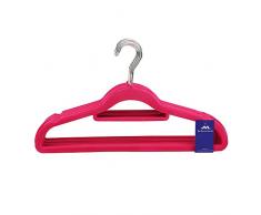JVL Simple Gamme en Velours Touch économie despace antidérapant cintres Lot de 20, recyclé, Plastique ABS, Nylon, Zinc, Rose, 41.5 x 0.5 x 22.5 cm