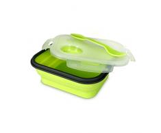 take away KA1093 Lunch Box Retractable en Silicone 800ML-COULEUR ALEATOIRE, Plastique, Rouge/Blanc/Violet/Vert