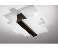 NOUVEAUTà ! Plafonnier wengé pour salon et antichambre â verre et bois - SOLLUX FENIKS 2 SL.0074 lampe de plafond carrée moderne 2 points LED E-27 *** LUMINAIRES : Meilleurs prix sur Amazon !