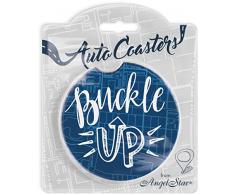 Angelstar 13431Â Buckle Up Absorbant Auto Dessous de Verre, 2â3/10,2Â cm, Multicolore