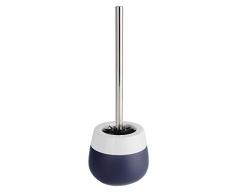 Wenko Brosse WC en céramique Malta Bleu foncé/Blanc, 13,5 x 13,5 x 39 cm