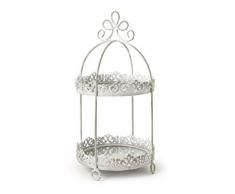 H&H Assiette sur Pied en MÃ©tal, avec Miroir, 2 Etages, MÃ©tal, Transparent/Gris, 43 cm/DiamÃ¨tre 21 cm