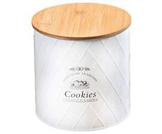 KESPER 38253 Boite à Biscuits Maison de Campagne Grand, Bambou, Blanc/Marron, 17,3 x 17,3 x 18 cm
