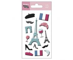 NOUVELLES IMAGES 75007731 Paris Ensemble DE 15 Mini Autocollants Mousse/Brillant Multicolore 14,5 x 7,8 x 0,1 cm