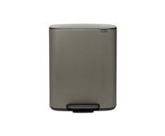 Brabantia 211409 - Poubelle Ã pÃ©dale Bo, avec 1 seau intÃ©rieur, 60L - Platinium