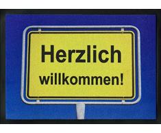 Pro-Art-Bilderpalette mat021 paillasson Mat-Line avec Inscription en Allemand willkommen Gris 70 x 50 cm