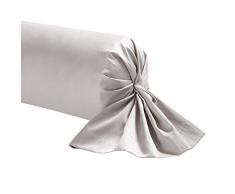 Essix - Taie de traversin Triumph Line Satin de coton Galet 43 x 230 cm