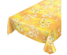 ANRO Nappe en Toile cirÃ©e cirÃ©e Motif Camomille Jaune Fleurs Soleil 220 x 140 cm Bord coupÃ© 220 x 140 cm
