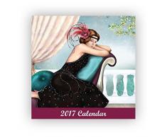 Robert Frederick 2017 Grand Calendrier carré Claire Coxon Art Deco, en Plastique, Couleurs Assorties