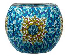 Him CC219 photophore Verre Tiffany Star, Multicolore, 11x11x9 cm