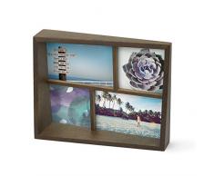 UMBRA Edge Multi Frame. Cadre photo multivues Edge, en bois, pour 4 photos dont 2 de 10x15cm et 2 de 10x10cm. Coloris bois finition noyer.
