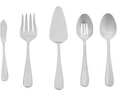 AmazonBasics Set de 5 couverts de service en acier inoxydable avec bord arrondi