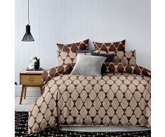 DecoKing Parure de Lit 135x200 cm 1 Taie doreiller 80x80 cm Housse de Couette Micro-Fibre Géométrie Géométrique Beige Cappuccino Marron Chocolat Rhombuses Hypnosis Collection
