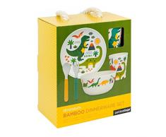 Petit Collage Vaisselle Set-Dino, Bambou, Multi/colorées, 19 x 12.1 x 22 cm