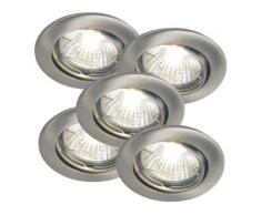 Nordlux Spot rotatif Jupiter IP44Â 5Â Kit de 5Â x 20Â W GU4Â Acier brossÃ© 15720132