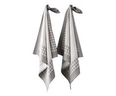De Witte Lietaer 200058 Pied de Poule Lot de 2 Torchons Coton Gris 66 x 66 cm