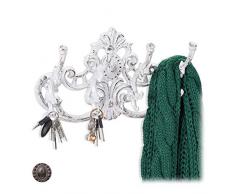 Relaxdays Penderie vintage, 4 crochets pour vêtements, style campagnard, fonte de fer, HxlxP: 20,5 x 34 x 12,5 cm, choix de couleurs