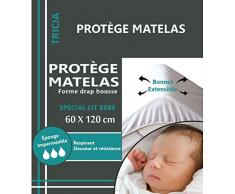 LOVELY CASA PM59374001 Tricia Protège Matelas Polyester/Coton Eponge 120 x 60 x 10 cm