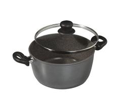 STONELINE Faitout avec Couvercle en Verre, Fonte daluminium, Gris, 24 cm