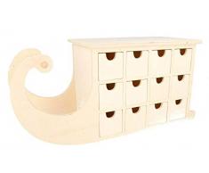 Artemio 14002295 Calendrier de lAvent en Bois à décorer Traineau-36cm x 17cm x 13cm, 36 x 13 x 17 cm