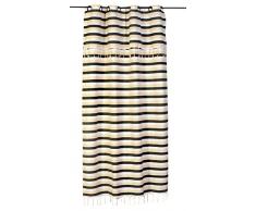 Fouta FutÃ©e Rideau PrÃªt-Ã-Poser avec Anneaux Coton Tri-Bandes Noir/Blanc/Ãcru 240 x 140 cm