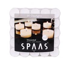 Spaas Lot de 50 clairs Non parfumÃ©s Cire de Paraffine, gobelet Plastique Blanc 38 mm x H 19 mm