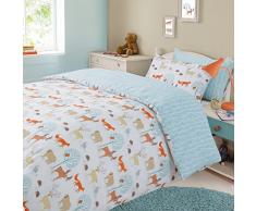 Dreamscene Animaux de la forÃªt Parure de lit Blanc, Polycoton Polyester 50% Coton, Multi, Double