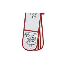 Kitchen Craft Gants de Cuisine Double 100% Coton Blanc/Rouge 87 x 18 cm