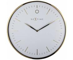 NeXtime 3235WI Horloge Murale, Verre, Gold/White, 40 cm