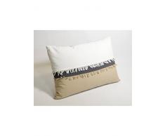 HomeMaison Coussin 100% Coton à Rayure Frangée, Lin, 60x40 cm