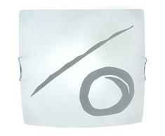 Tosel 40552 Plafonnier - Isabel Boule et Ligne, Tôle et Fil Acier, Peinture époxy, Verre sérigrap, E27, 100 W, Gris