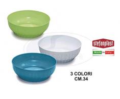 Stefanplast nervuré Saladier, Blanc/Turquoise/Vert Intense, 34 cm