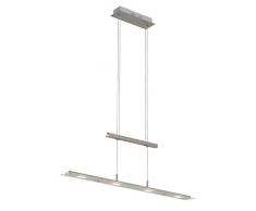 Briloner Leuchten Lampe LED à suspension en métal et en verre â 18W â Hauteur réglable â Idéale pour le salon ou la salle à manger â Couleur nickel mat