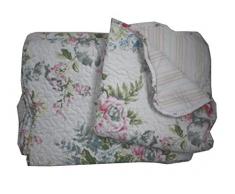 Linder JetÃ© Boutis Motif Fleuri-Ensemble literie Fleurs, 100% Ouate 60% Coton/40% Polyester, Blanc/Multicolore, 180X240