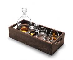 LSA International Ã Whisky Islay Connoisseur Lot avec Plateau en Noyer, Verre, Transparent, 44Â cm