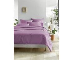 De Witte Lietaer Olivia Parure de lit qualité Satin Coton peigné, Lilas/Smoky Grape, 240x220 cm + 2 taies