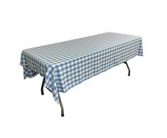 LA Linen Nappe rectangulaire Ã Carreaux, Polyester, Turquoise/Blanc, 152.4 x 259 x 0.04 cm