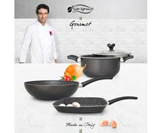 San Ignacio Set Master Batterie de Cuisine Gourmet, Aluminium au Sang, Gris foncÃ©, PoÃªle de Ã20Â PoÃªle Wok de Ã28Â et poÃªle Grill 28Â x 28