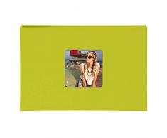 Goldbuch Album avec découpe pour Photo, Photo en Papier texturé pour Photos de 10 x 15 cm, Reliure de qualité supérieure en Papier texturé Aspect Lin, Papier, Vert, für 40 Fotos quer