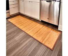 iDesign Tapis de Bain, Grand Tapis Cuisine, Couloirs, Salle de Bain ou Toilettes en Bambou, Tapis de Cuisine ou de Salle de Bain Ãtanche, Marron Clair