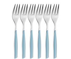 Bugatti GL7U-021F17/6 Glamour MÃ©nagÃ¨re de 6 PiÃ¨ces Fourchette Ã GÃ¢teau SAN/Acier Bleu Ciel 16 x 20 x 3 cm
