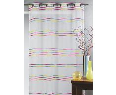 Home Maison HM6934298 Voilage de Fines Rayures Horizontales Etamine Tissée Polyester Multicolore 140 x 240 cm