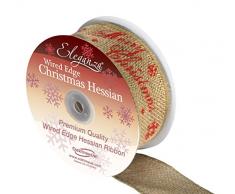 Eleganza Ruban en Toile de Jute Naturelle Portant linscription en Anglais Merry Christmas (franÃ§ais Non Garanti) en Lettres Rouges avec Flocons de Neige Motif dÃ©coupÃ© 1 m