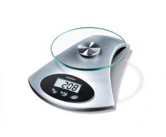Korona 2050174 Balance de Cuisine Sandy 76120 électronique écranCD 5kg/1g INOX, Verre, Noir/Argent, 24,6 x 20,1 x 8,3 cm