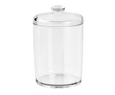 iDesign boîte de rangement pour salle de bain, petit rangement salle de bain en plastique avec couvercle, boîte rangement pour cotons ou cosmétiques, transparent