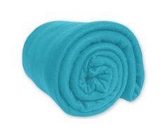 Soleil dOcre Couverture POLAIRE microfibre turquoise 220x240 cm