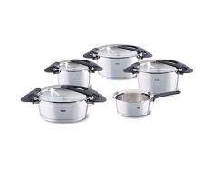 Fissler Intensa / Lot de Casseroles En Acier Inoxydable, 5 Pièces (3 Casseroles, 1 Rôtisserie, 1 Casserole) Avec Couvercle, Empilable, Aide à La Coulée, Tous Types de Cuisinières, Induction