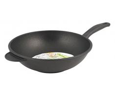 H&H Ancien Chef Wok Anti-adhÃ©sif avec 1Â Manche en bakÃ©lite, Aluminium, Noir