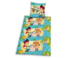 Herding 440767050412 Parure de lit en Coton renforcÃ© avec 1Â taie doreiller 80Â xÂ 80 cm et 1Â Housse de Couette 135Â xÂ 200Â cm Motif Jake et Les Pirates du Pays Imaginaire