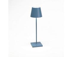 Zafferano Poldina - Lampe de Bureau sans Fil, Veilleuse Rechargeable, Lampe à Poser Rechargeable, Protection élevé IP54, Aluminium Peint, Source Lumineuse LED, 9 Heures dAutonomie - Bleu